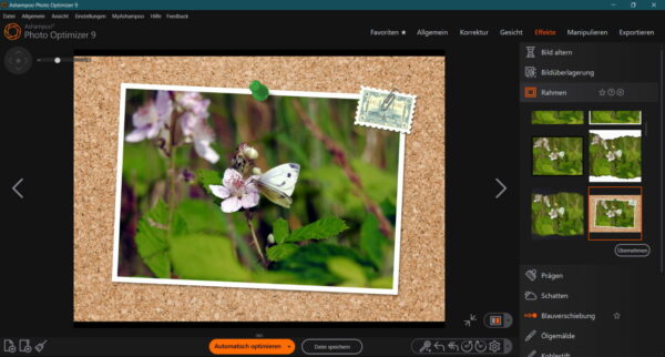 verschiedenen Effekten die Fotos manipulieren