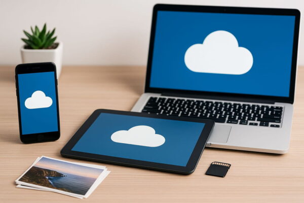 Fotos in der Cloud speichern mit Tablet, Laptop und Smartphone