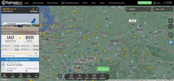Flightradar24 Screenshot Flightradar24 Screenshot