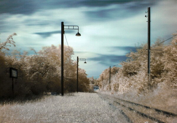 Eisenbahnschienen in Infrarotfotografie Eisenbahnschienen in Infrarotfotografie