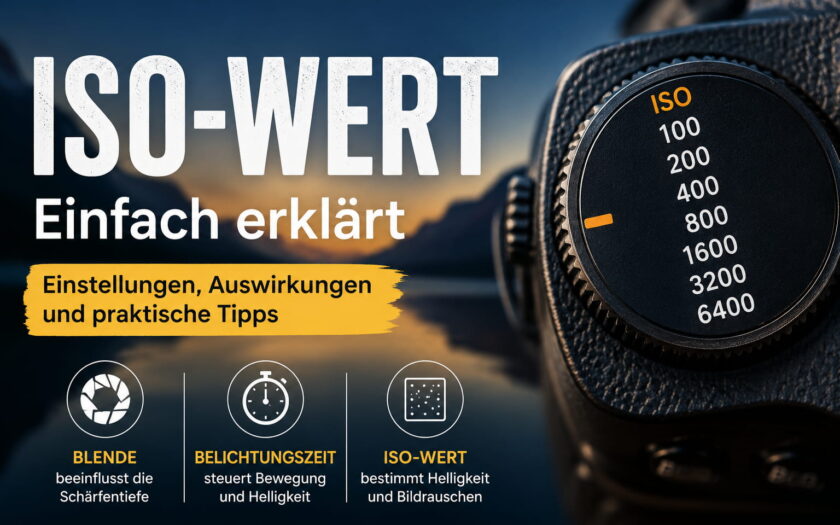 ISO-Wert einfach erklärt mit Kamera, ISO-Stufen sowie Auswirkungen auf Bildhelligkeit und Bildrauschen