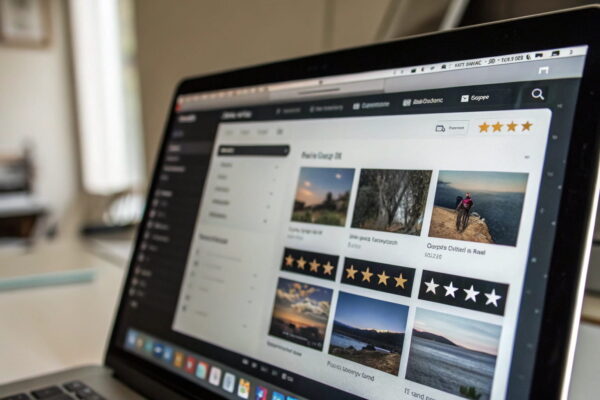 Fotoverwaltung mit Filterfunktion, Tags und Sterne-Bewertungen auf dem Bildschirm
