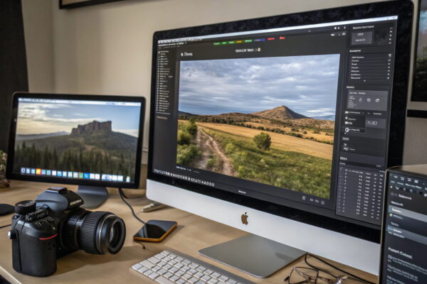 Vergleich zwischen RAW- und JPEG-Foto in einer Bildbearbeitungssoftware