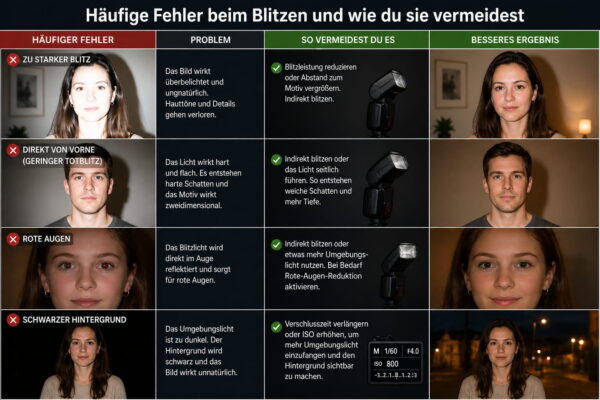 Typische Fehler bei der Blitzfotografie und wie du sie vermeidest – Vergleich mit besseren Ergebnissen