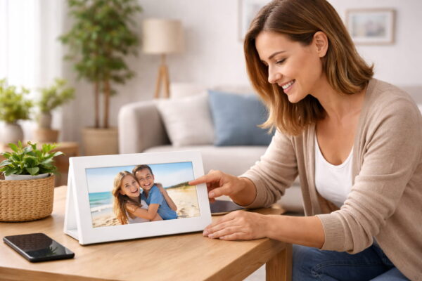 Digitale Bilderrahmen Einrichtung und Bedienung per Touchscreen im Alltag