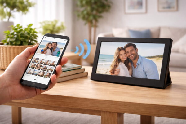 Digitale Bilderrahmen mit WLAN Verbindung und Bildübertragung vom Smartphone