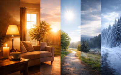 Farbtemperatur einfach erklärt: Bedeutung, Kelvin-Skala und Anwendung in der Fotografie 4 Vergleich von warmem und kaltem Licht entlang der Kelvin-Skala in verschiedenen Alltagssituationen