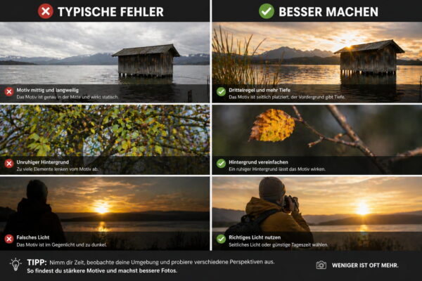 Häufige Fehler bei Fotomotiven vermeiden und bessere Bilder machen Typische Fehler bei der Motivsuche und bessere Lösungen im Vergleich