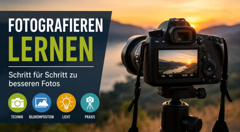 Fotografieren lernen: Dein Einstieg in ein kreatives Hobby leicht gemacht 2 Fotografieren lernen mit Kamera auf Stativ bei Sonnenuntergang