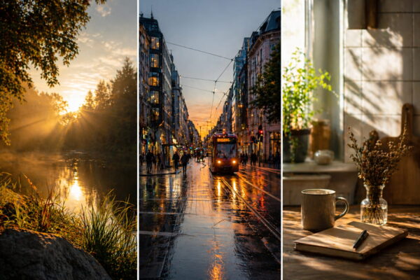 Die besten Orte für kreative Fotomotive im Alltag und unterwegs Collage aus Natur, Stadt und Alltag als Beispiele für kreative Fotomotive