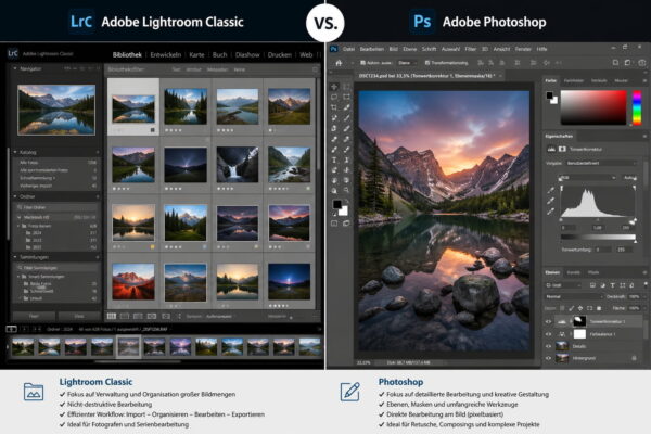 Lightroom vs Photoshop Vergleich Oberfläche und Funktionen