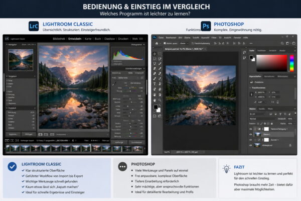 Lightroom vs Photoshop Bedienung und Oberfläche im Vergleich